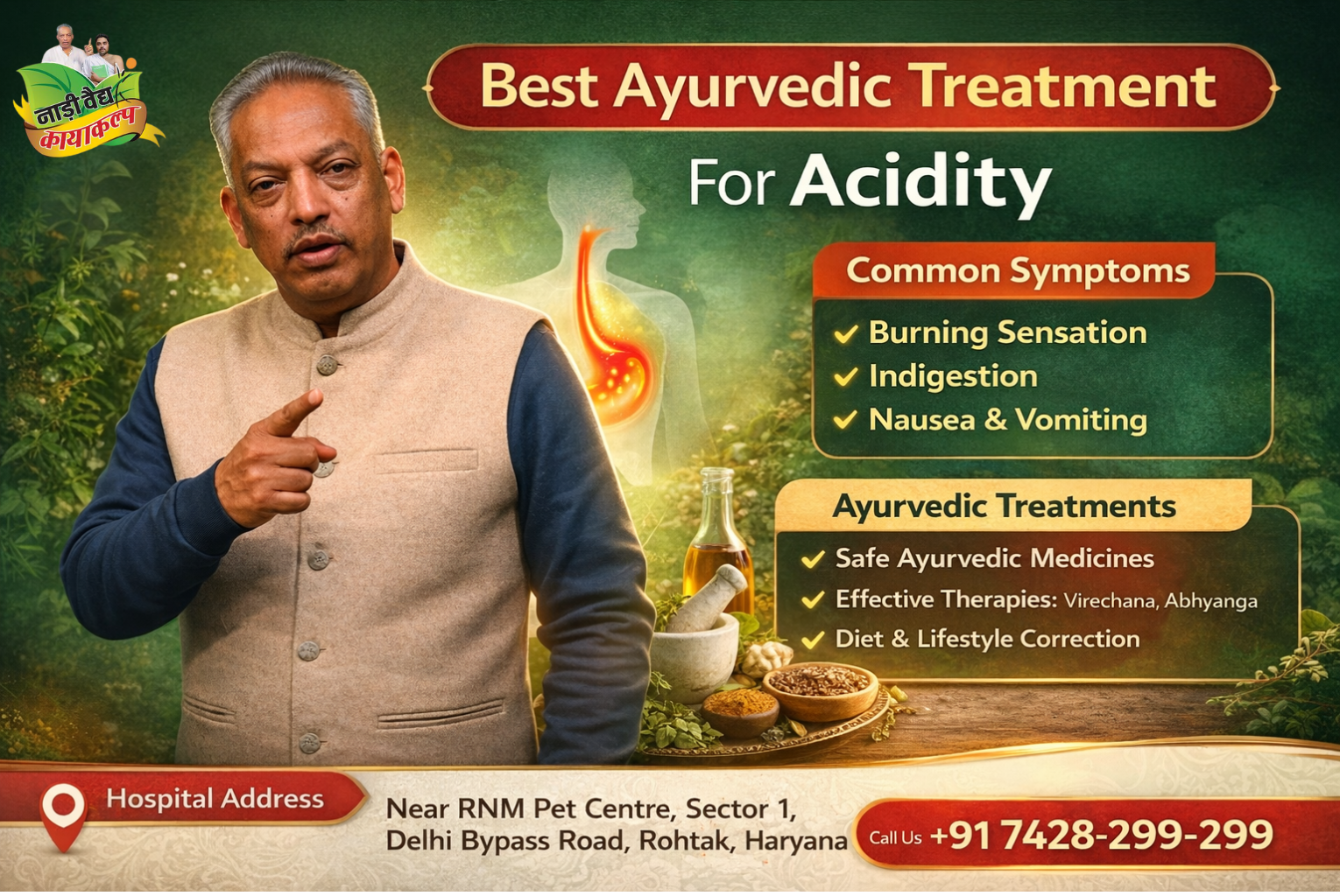 Ayurvedic Doctor Treatment Clinic for Acidity in Rohtak and Delhi